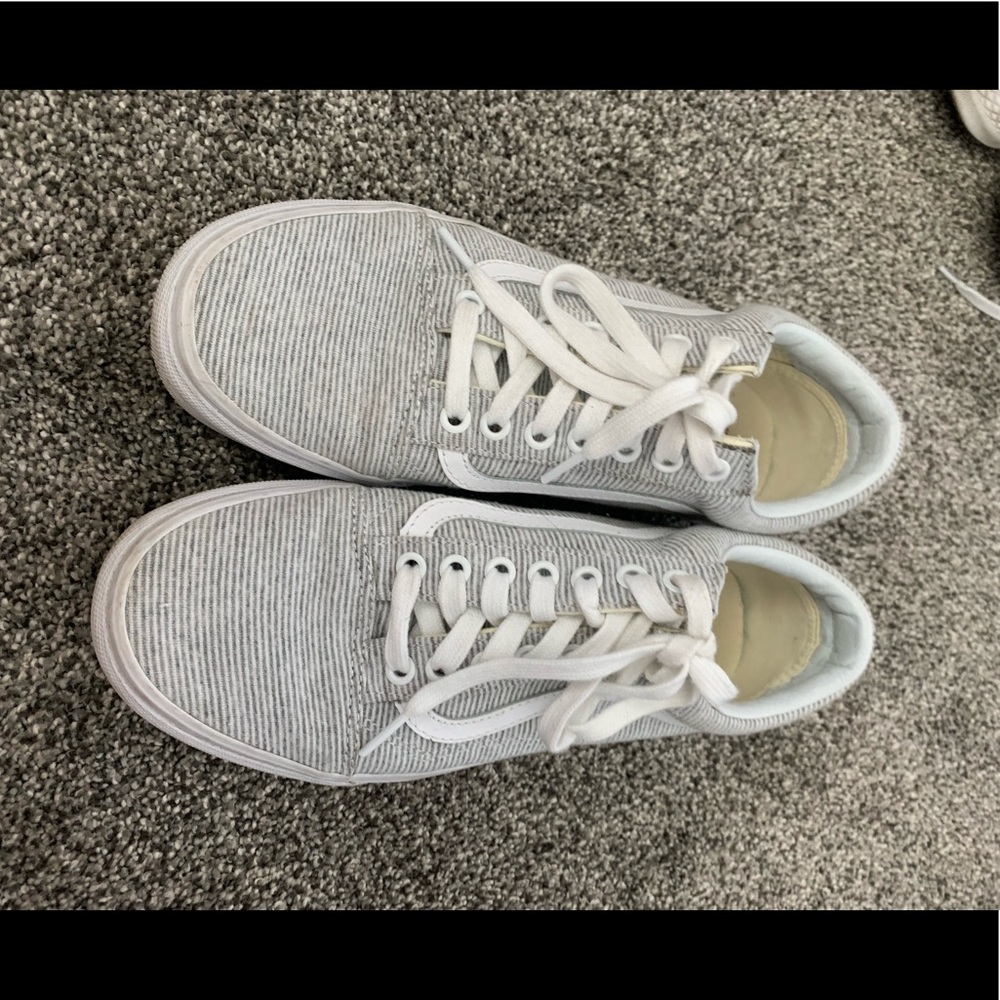 white and gray vans